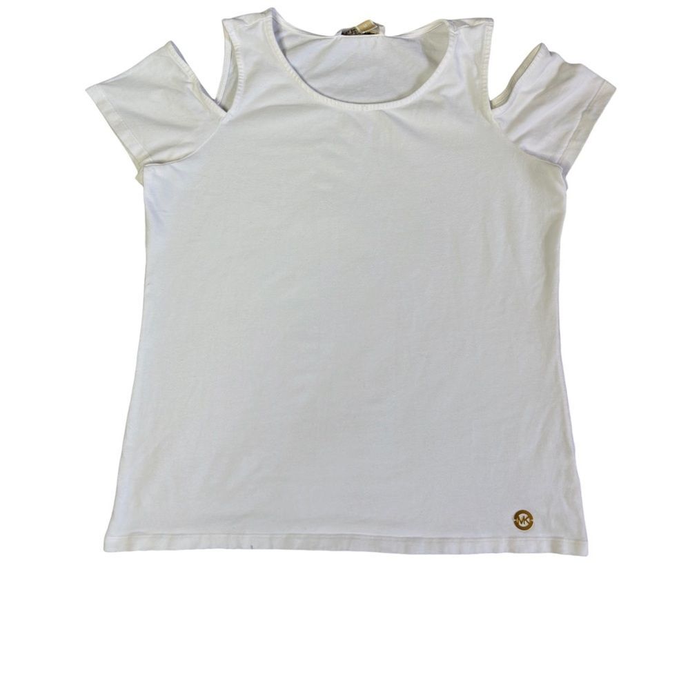 Michael Kors Basics Cold Shoulder Short Sleeve White Top